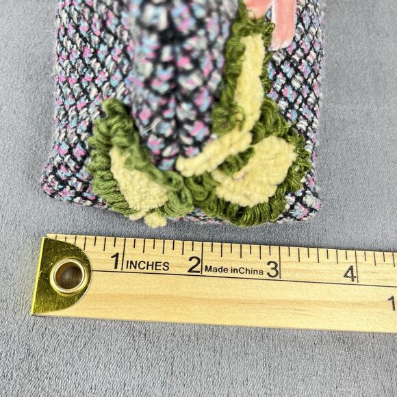 Vintage Womens Embroidered Rhinestone Velvet Floral Shoulder Bag Purse Boho - Picture 11 of 13